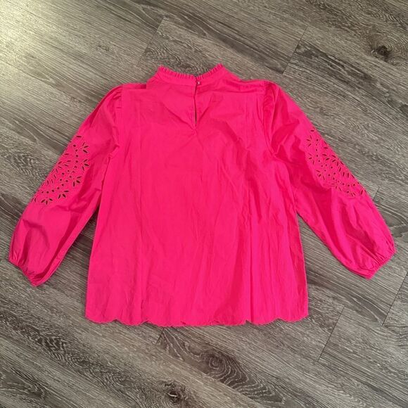 J. Crew Mockneck cotton poplin top with embroidered eyelet New - Picture 8 of 9